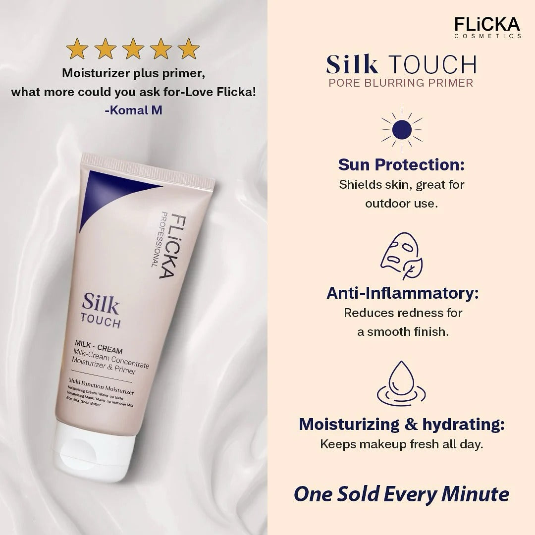 Flicka Silk Touch - 3 in 1 Moisturizer, Primer & Sunscreen for Face